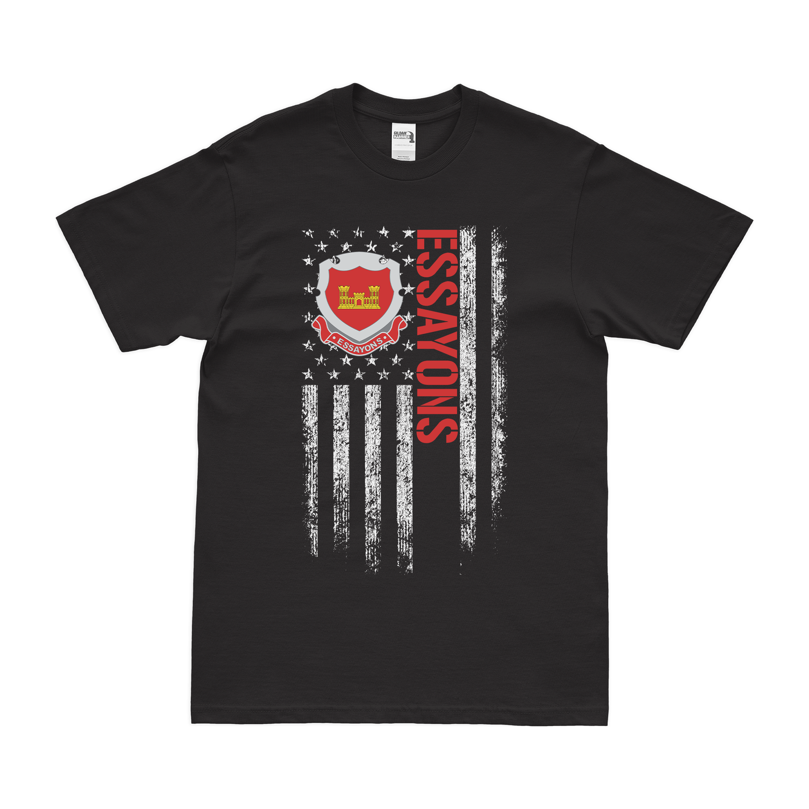 U.S. Army Corps of Engineers Essayons American Flag T-Shirt Tactically Acquired Black Small 