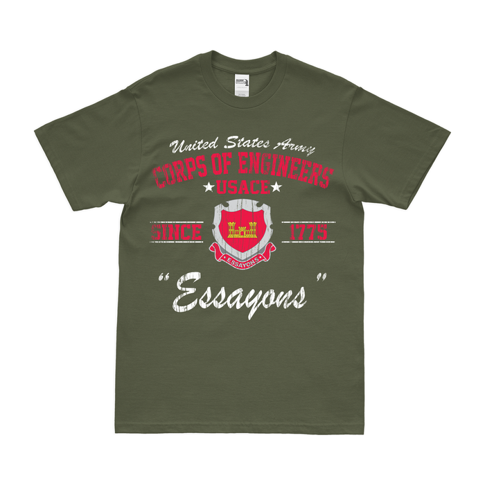 Corps of Engineers Since 1775 Legacy T-Shirt Tactically Acquired Military Green Distressed Small
