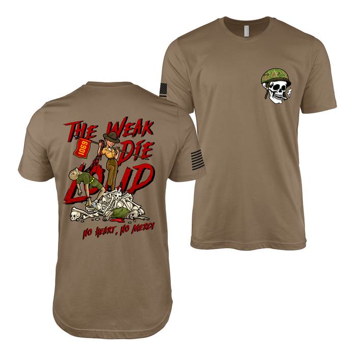 “The Weak Die Loud” - Shaniya Drill Instructor T-Shirt Tactically Acquired Woodland Brown Small 1069