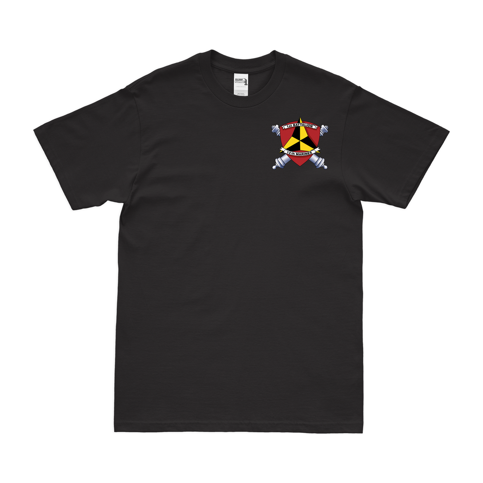 1st Bn 12th Marines (1/12 Marines) Logo Left Chest Emblem T-Shirt Tactically Acquired   