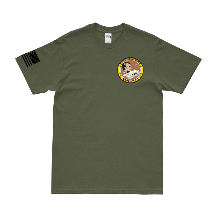 USS Abraham Lincoln (CVN-72) Left Chest Emblem T-Shirt Tactically Acquired Military Green Small 