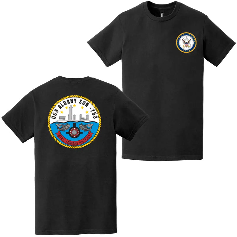 USS Albany (SSN-753) Double-Sided Logo T-Shirt
