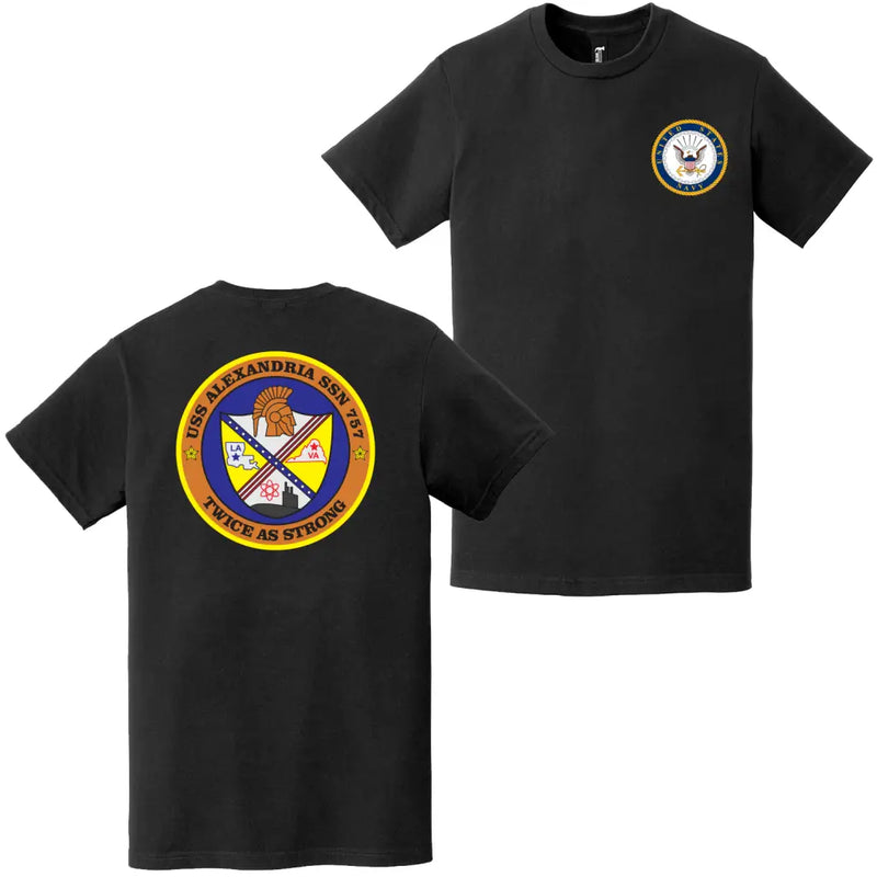 USS Alexandria (SSN-757) Double-Sided Logo T-Shirt