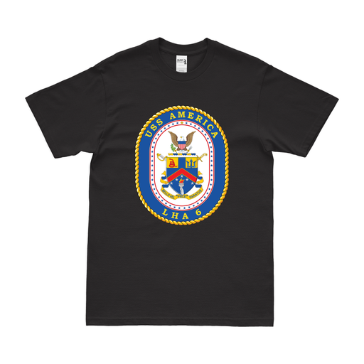 USS America (LHA-6) Emblem T-Shirt Tactically Acquired Black Clean Small