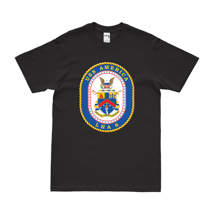 USS America (LHA-6) Emblem T-Shirt Tactically Acquired Black Clean Small