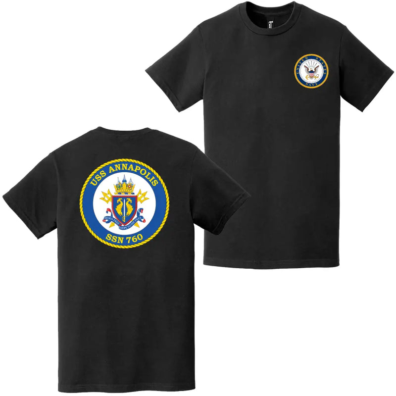 USS Annapolis (SSN-760) Double-Sided Logo T-Shirt