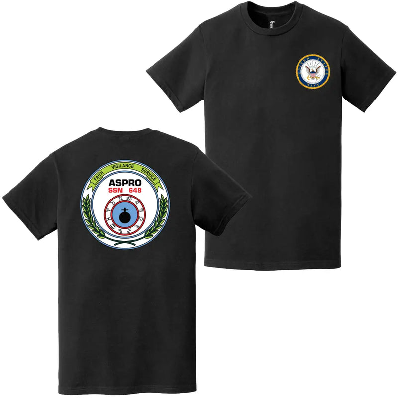 USS Aspro (SSN-648) Double-Sided Logo T-Shirt