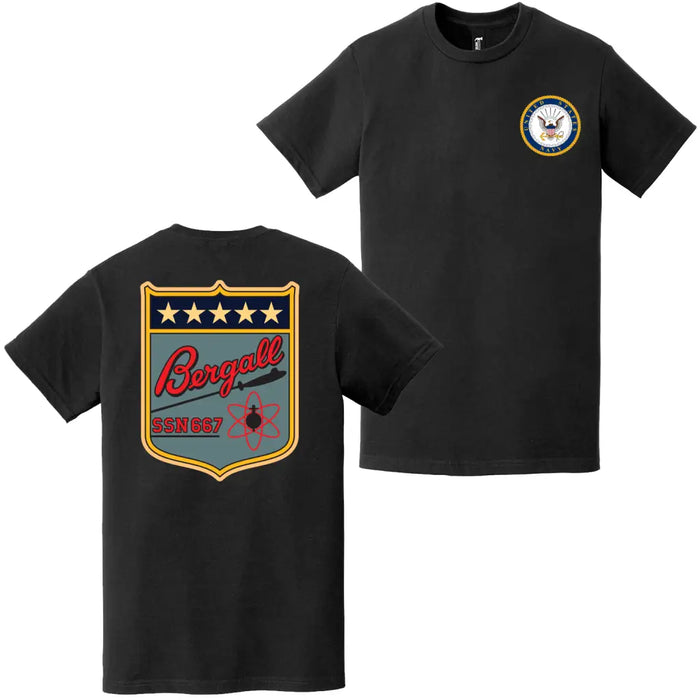 USS Bergall (SSN-667) Double-Sided Logo T-Shirt Tactically Acquired   