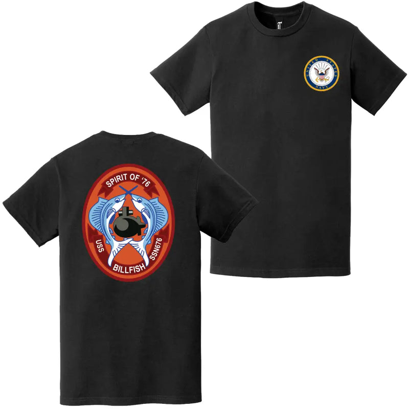 USS Billfish (SSN-676) Double-Sided Logo T-Shirt