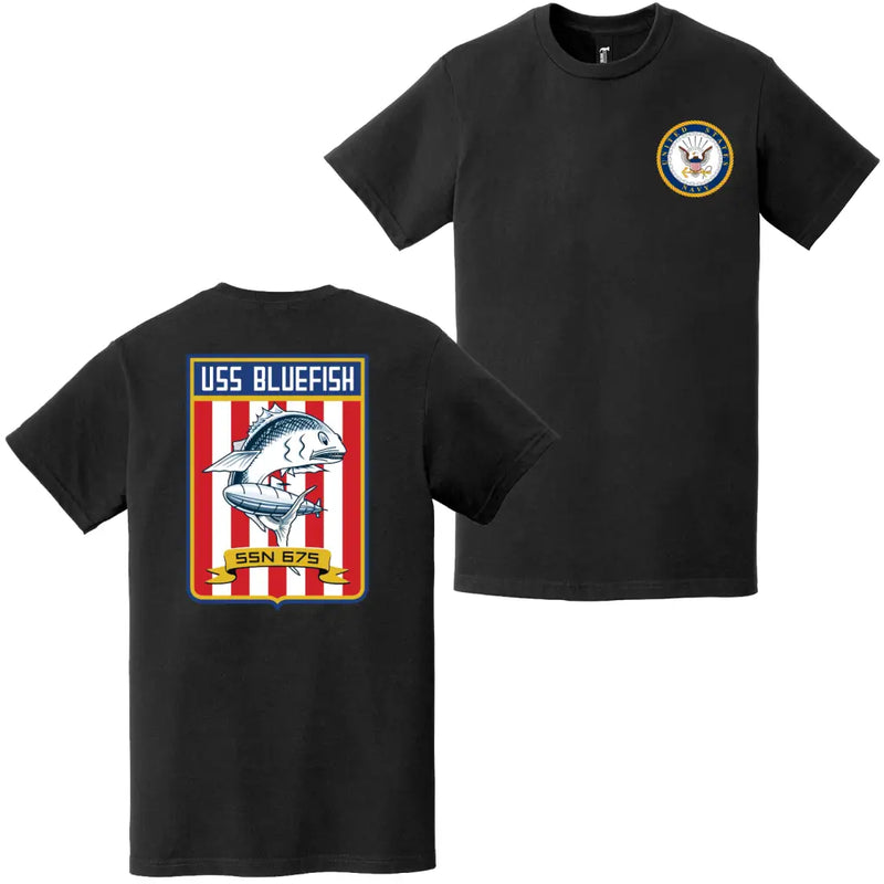 USS Bluefish (SSN-675) Double-Sided Logo T-Shirt