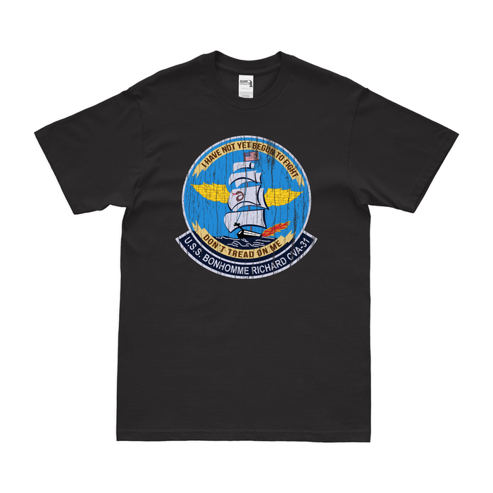 USS Bonhomme Richard (CVA-31) T-Shirt Tactically Acquired Black Distressed Small