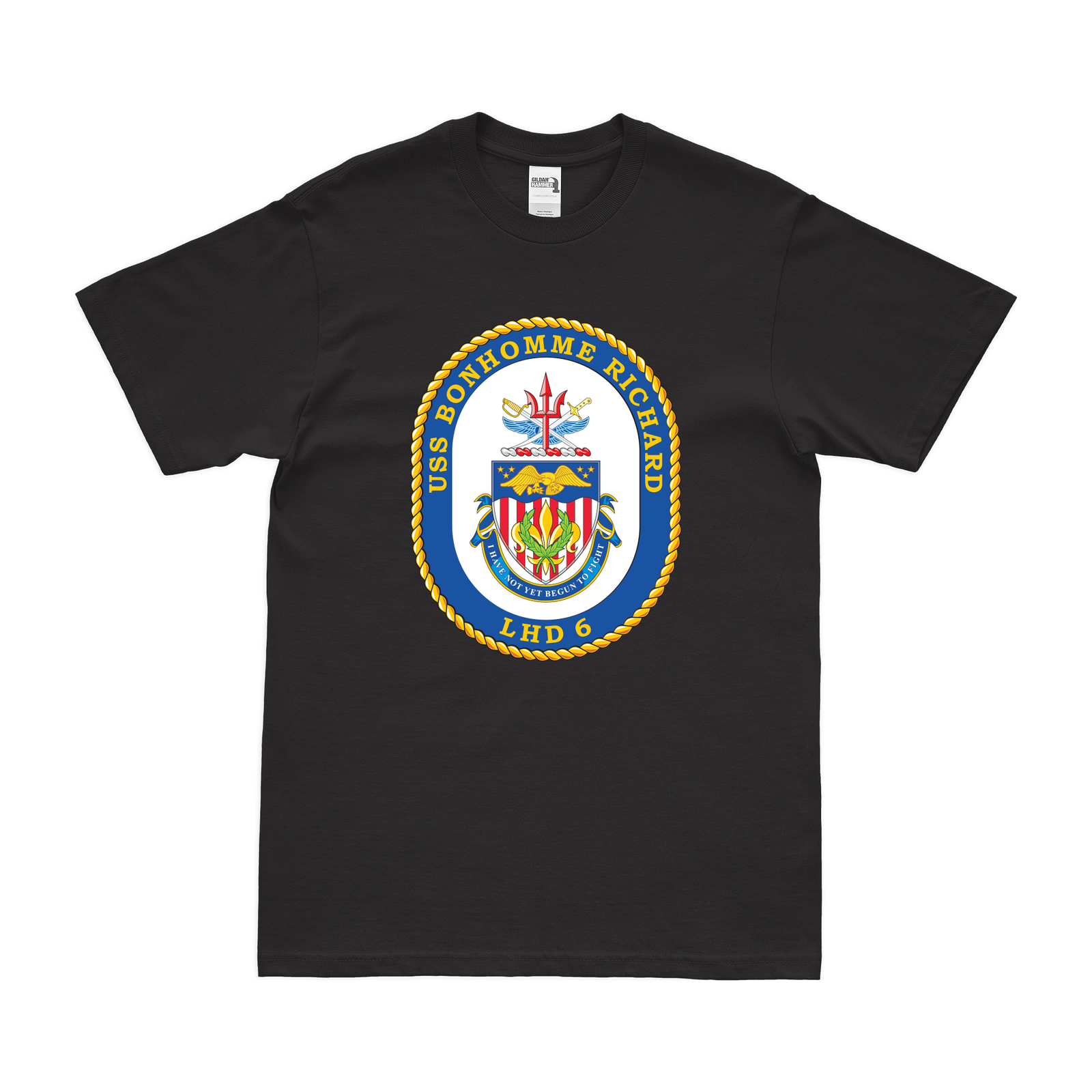 USS Bonhomme Richard (LHD-6) Emblem T-Shirt Tactically Acquired Black Clean Small