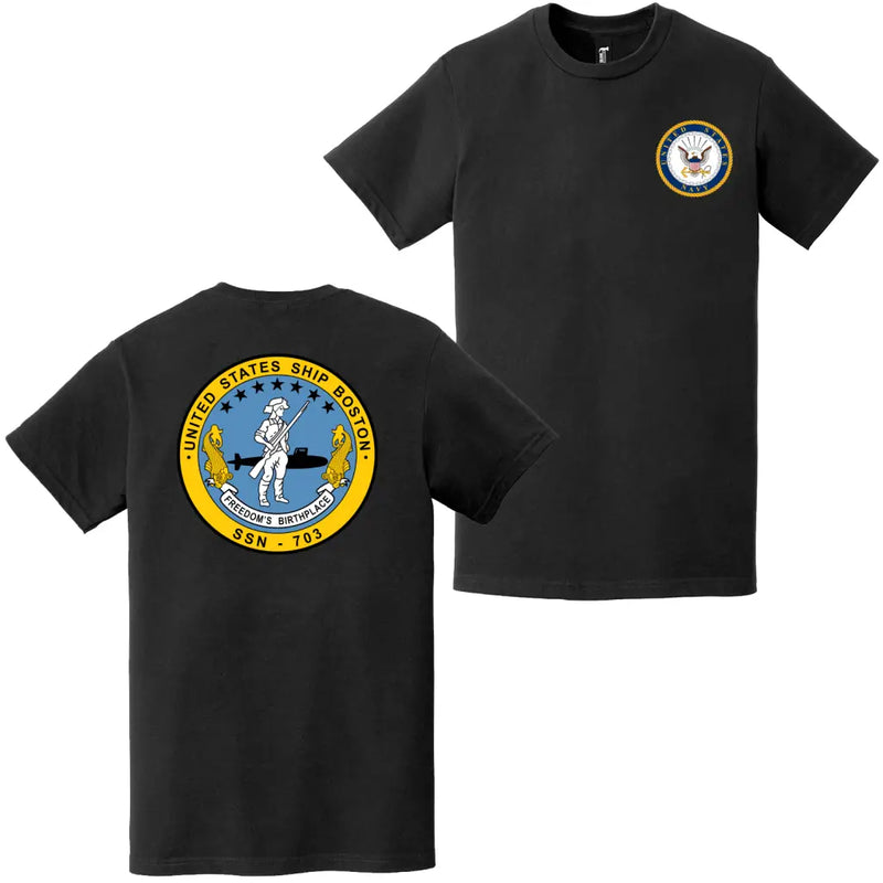 USS Boston (SSN-703) Double-Sided Logo T-Shirt