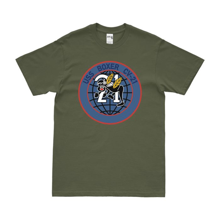 USS Boxer (CV-21) T-Shirt Tactically Acquired Military Green Clean Small