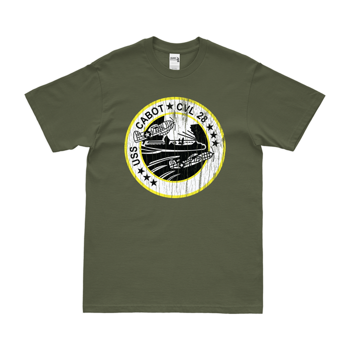 USS Cabot (CVL-28) T-Shirt Tactically Acquired Military Green Distressed Small