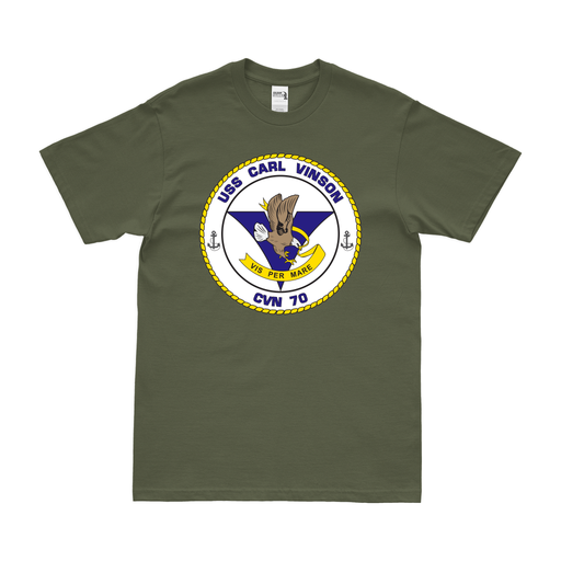 USS Carl Vinson (CVN-70) T-Shirt Tactically Acquired Military Green Clean Small