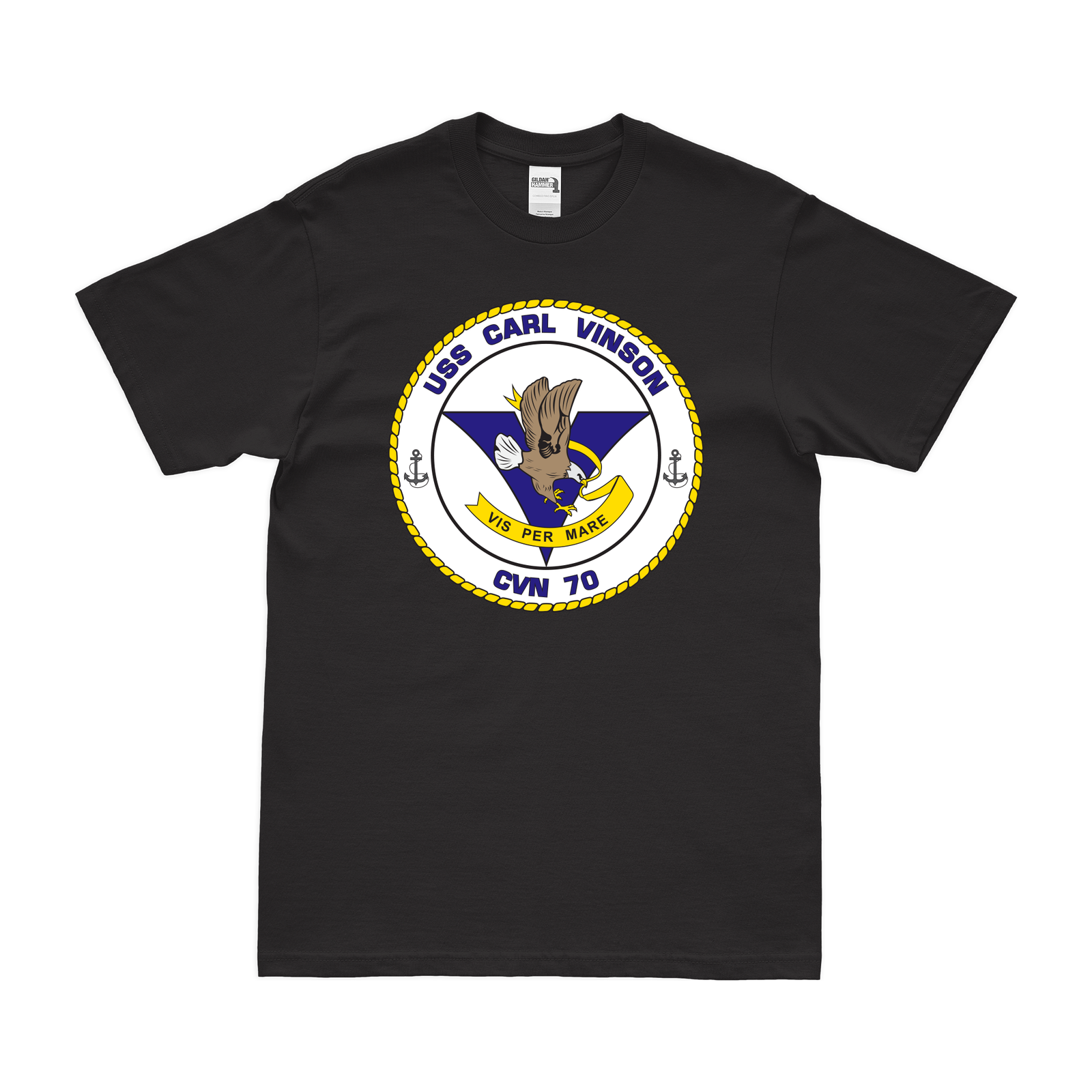 USS Carl Vinson (CVN-70) T-Shirt Tactically Acquired Black Clean Small