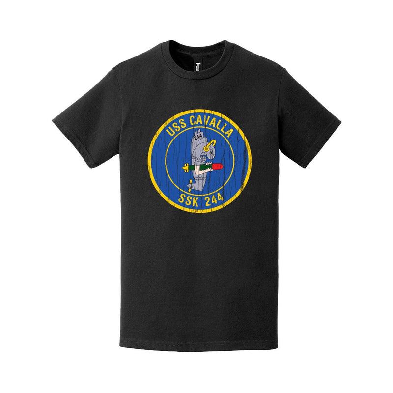Distressed USS Cavalla (SSK-244) Logo Crest T-Shirt