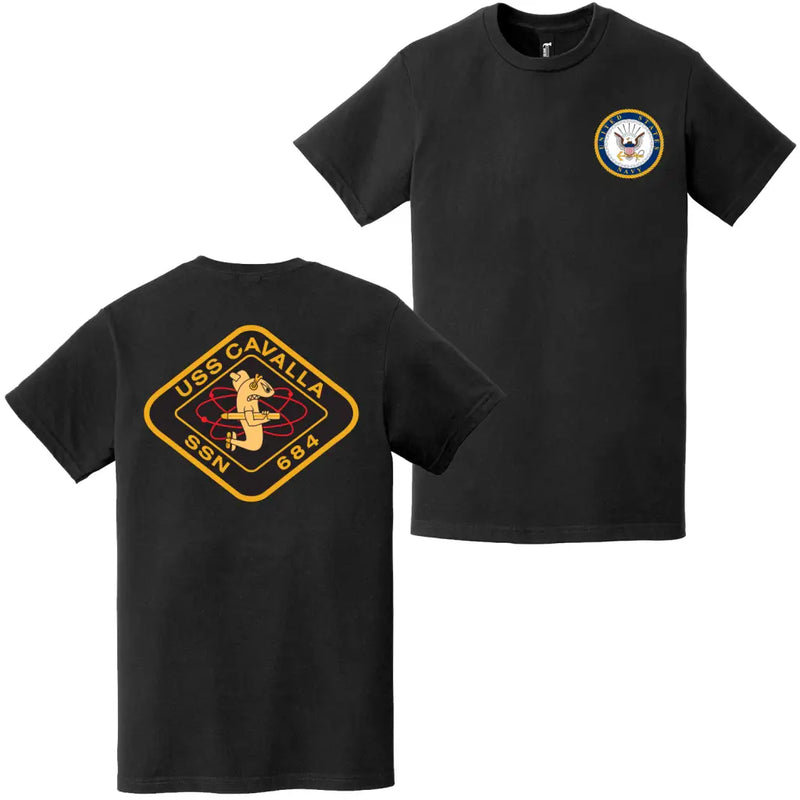 USS Cavalla (SSN-684) Double-Sided Logo T-Shirt