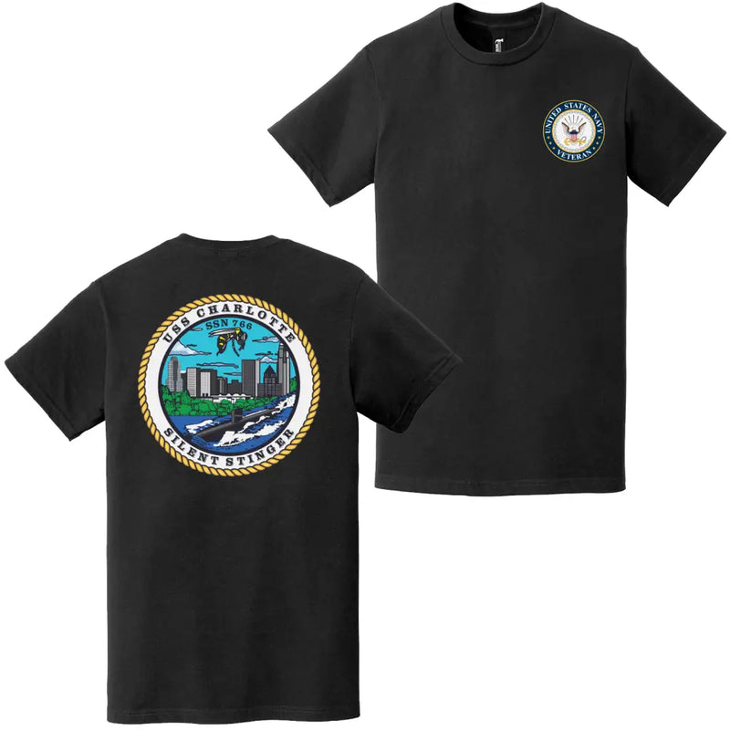 USS Charlotte (SSN-766) U.S. Navy Veteran T-Shirt