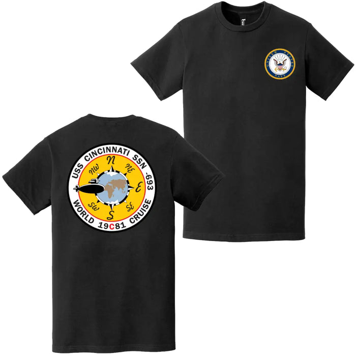 USS Cincinnati (SSN-693) Double-Sided Logo T-Shirt Tactically Acquired   