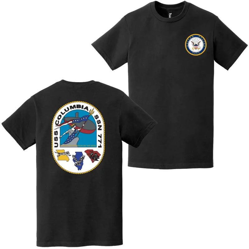 USS Columbia (SSN-771) Double-Sided Logo T-Shirt