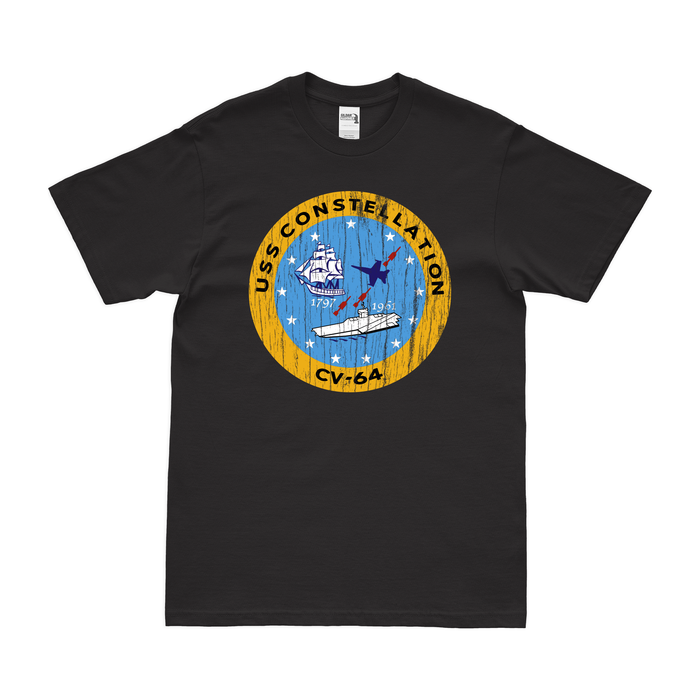 USS Constellation (CV-64) T-Shirt Tactically Acquired Black Distressed Small