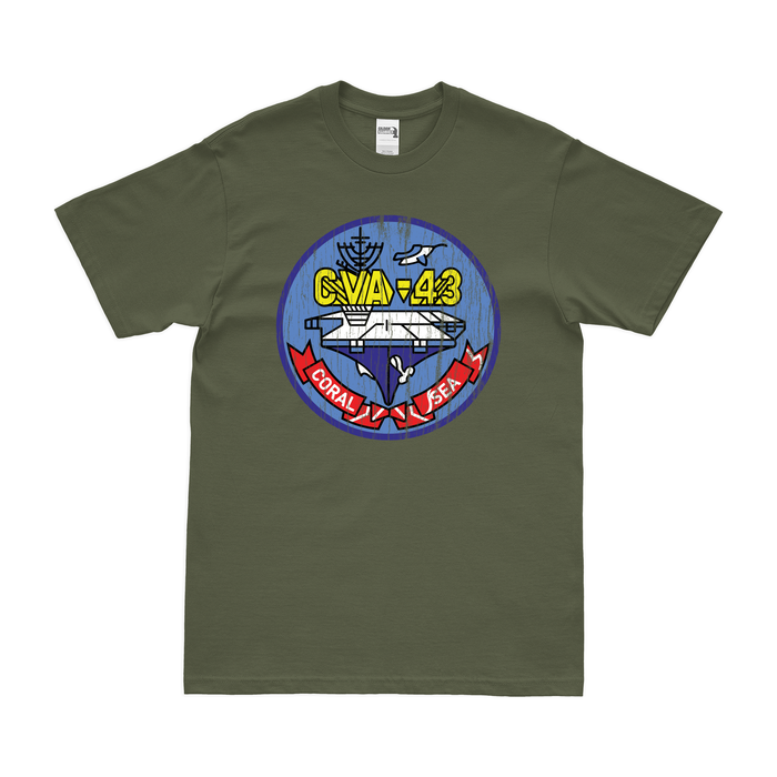 USS Coral Sea (CVA-43) T-Shirt Tactically Acquired Military Green Distressed Small