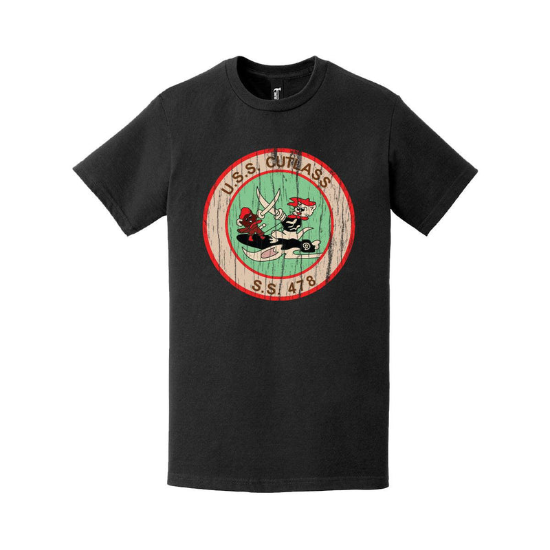 Distressed USS Cutlass (SS-478) Logo Crest T-Shirt