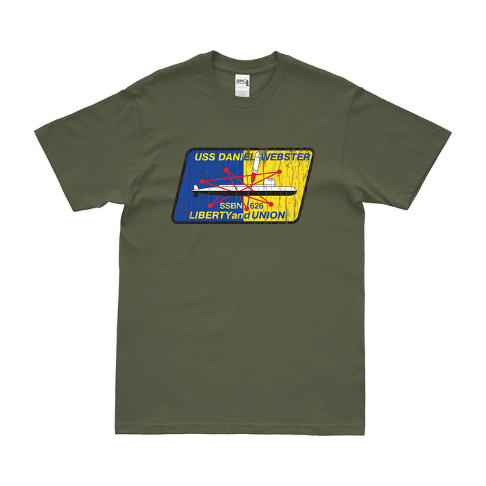 USS Daniel Webster (SSBN-626) Ballistic-Missile Submarine T-Shirt Tactically Acquired Military Green Distressed Small