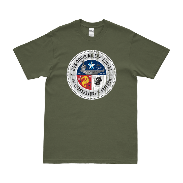 USS Doris Miller (CVN-81) T-Shirt Tactically Acquired Military Green Distressed Small