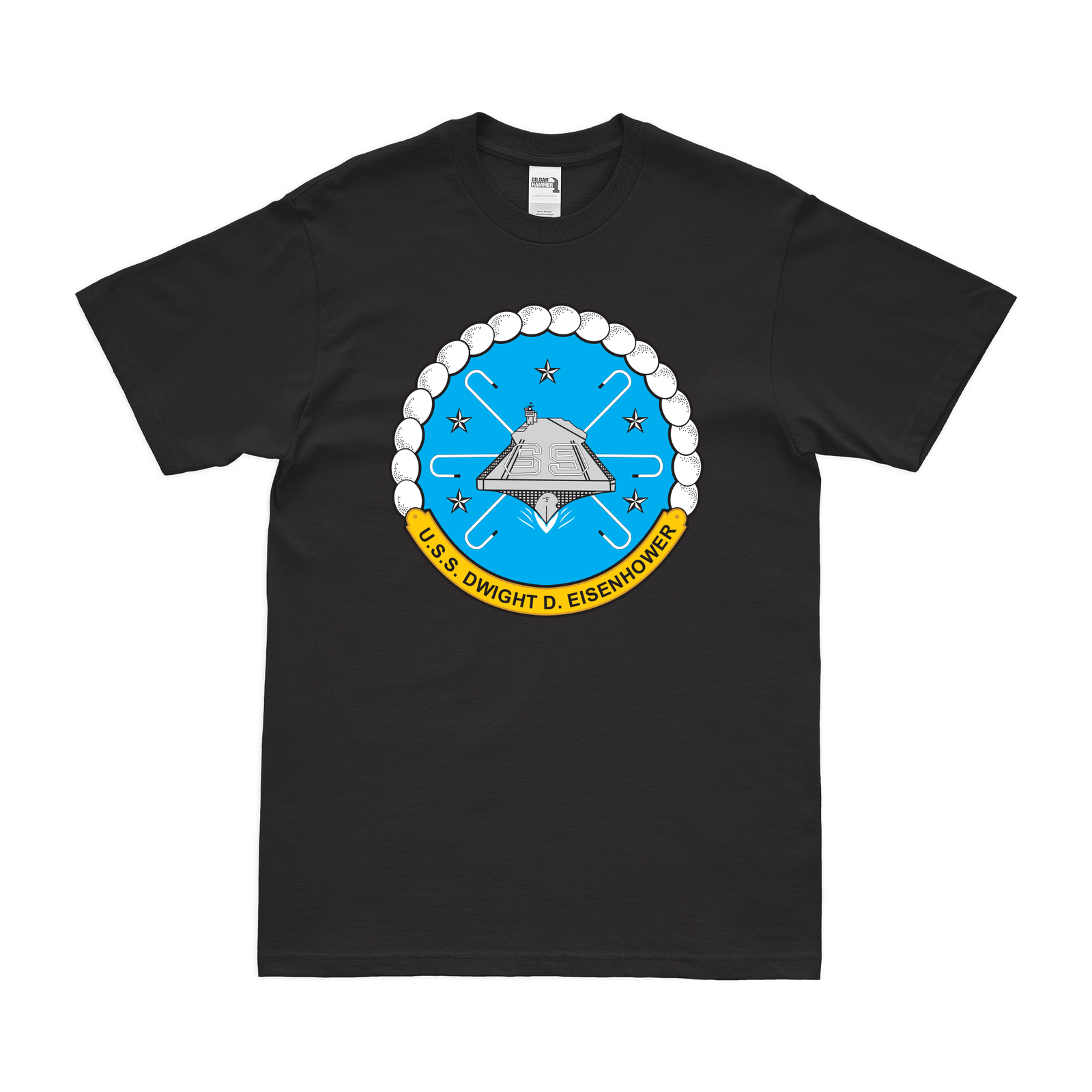USS Dwight D. Eisenhower (CVN-69) T-Shirt Tactically Acquired Black Clean Small
