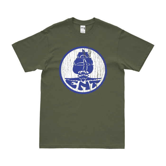 USS Enterprise (CV-6) T-Shirt Tactically Acquired Military Green Distressed Small