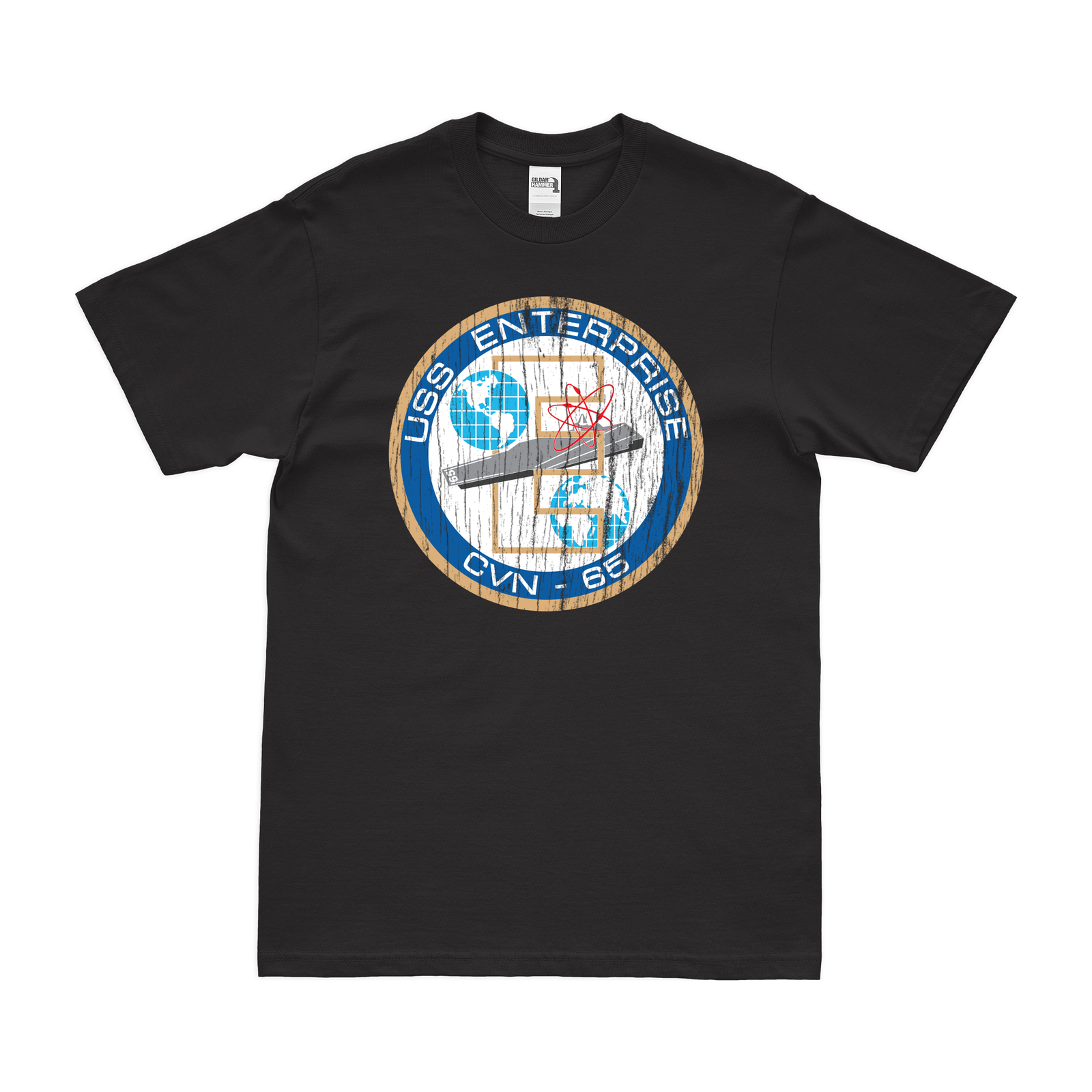 USS Enterprise (CVN-65) T-Shirt Tactically Acquired Black Distressed Small