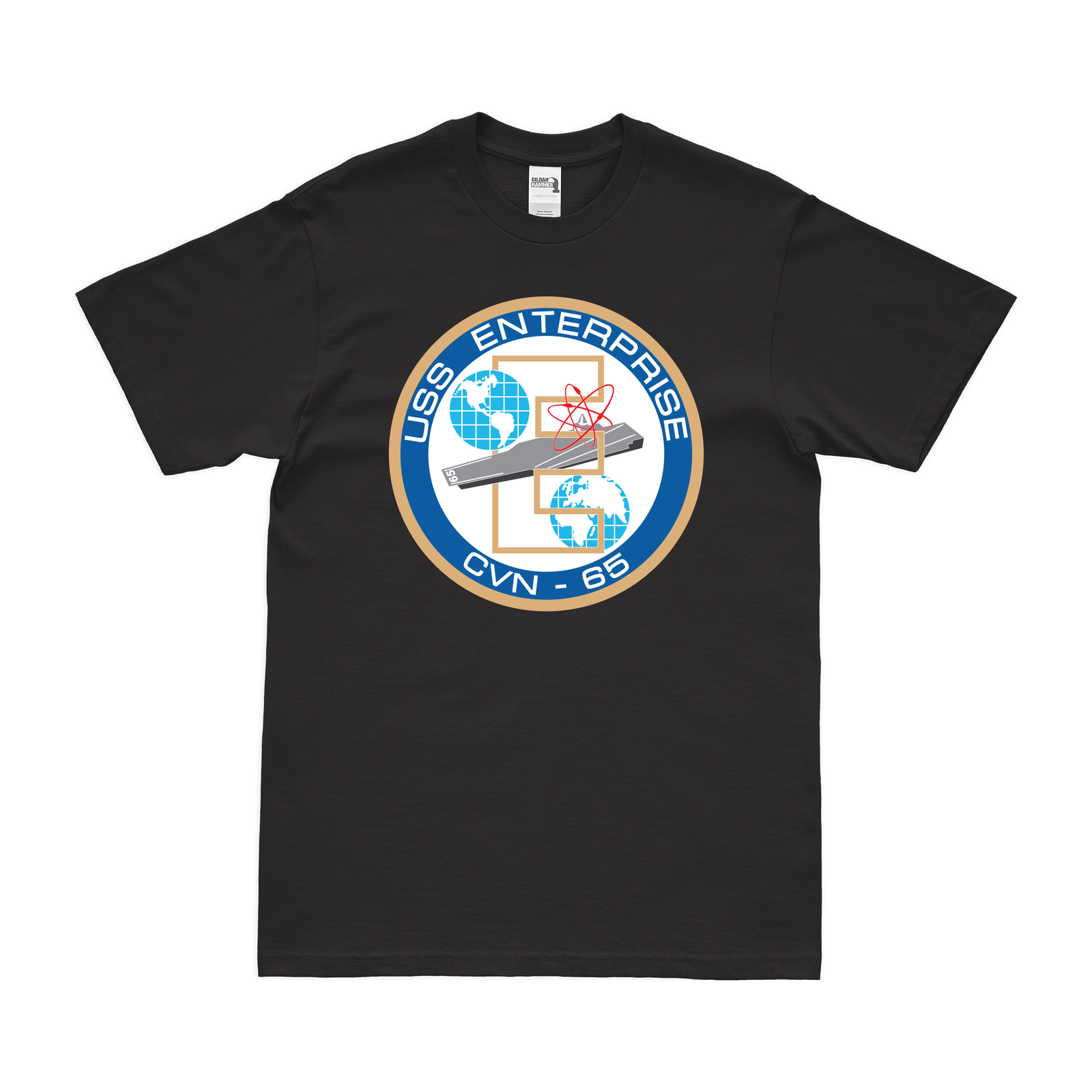 USS Enterprise (CVN-65) T-Shirt Tactically Acquired Black Clean Small