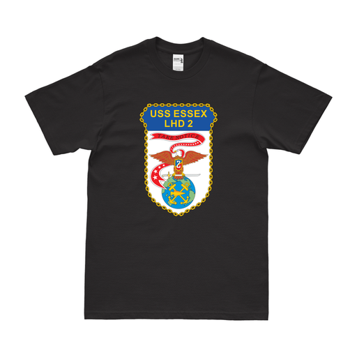USS Essex (LHD-2) Emblem T-Shirt Tactically Acquired Black Clean Small