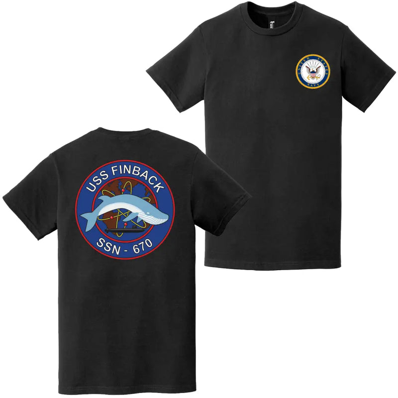 USS Finback (SSN-670) Double-Sided Logo T-Shirt