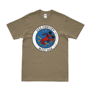 Distressed USS Fortify (MSO-446) Logo Emblem T-Shirt Tactically Acquired Small Coyote Brown 