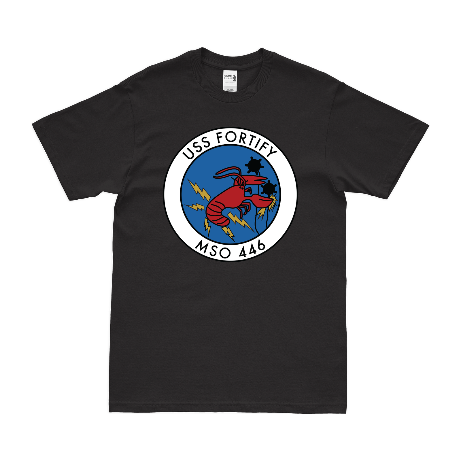 USS Fortify (MSO-446) Logo Emblem T-Shirt Tactically Acquired Small Black 