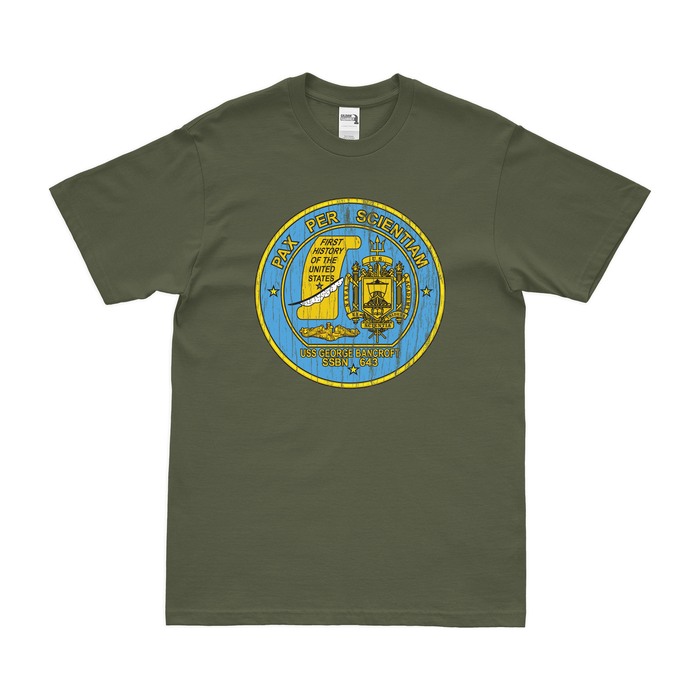 USS George Bancroft (SSBN-643) Ballistic-Missile Submarine T-Shirt Tactically Acquired Military Green Distressed Small