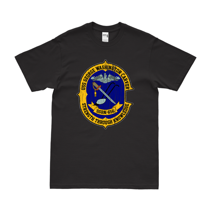 USS George Washington Carver (SSBN-656) Ballistic-Missile Submarine T-Shirt Tactically Acquired Black Distressed Small