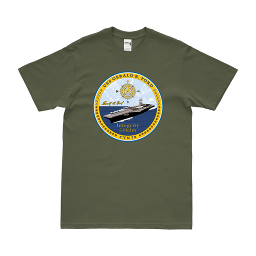 USS Gerald R. Ford (CVN-78) T-Shirt Tactically Acquired Military Green Clean Small