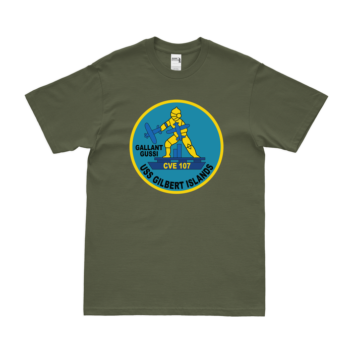 USS Gilbert Islands (CVE-107) T-Shirt Tactically Acquired Military Green Clean Small