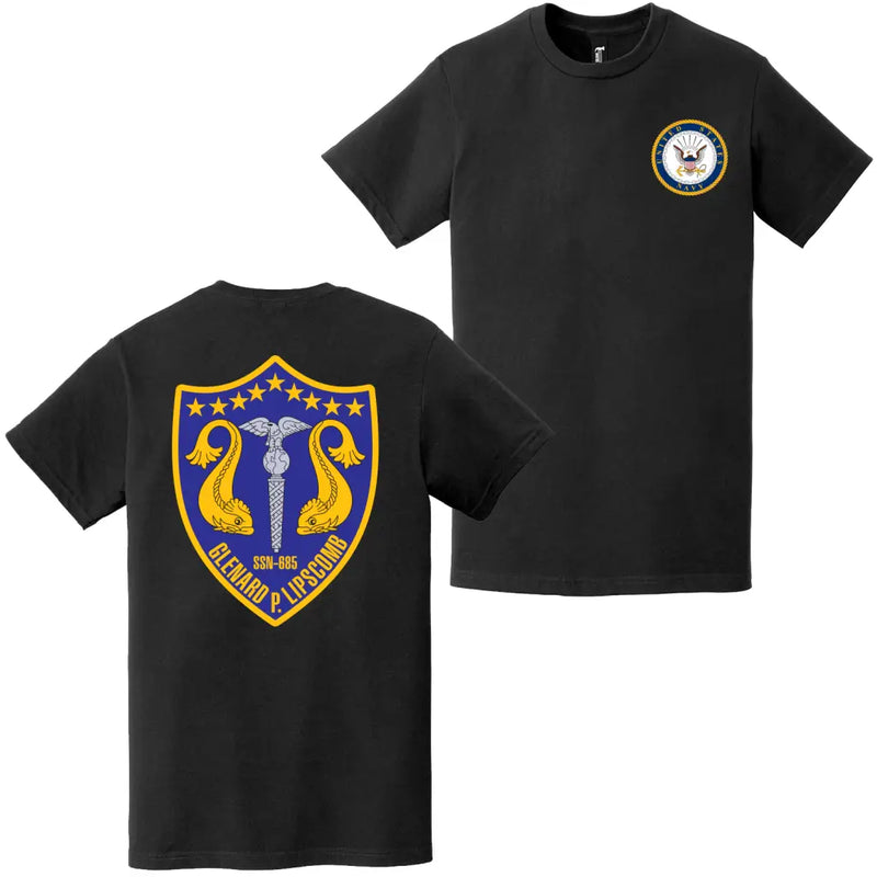 USS Glenard P. Lipscomb (SSN-685) Double-Sided Logo T-Shirt