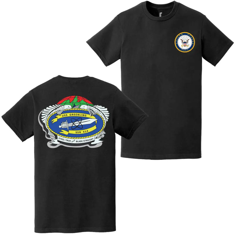 USS Greenling (SSN-614) Double-Sided Logo T-Shirt