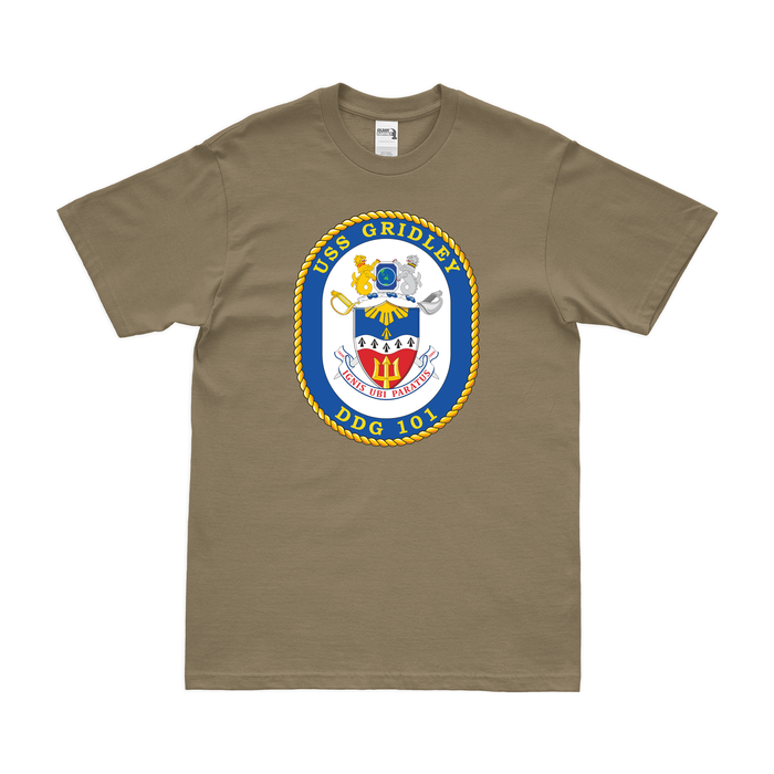 USS Gridley (DDG-101) T-Shirt Tactically Acquired Coyote Brown Small 