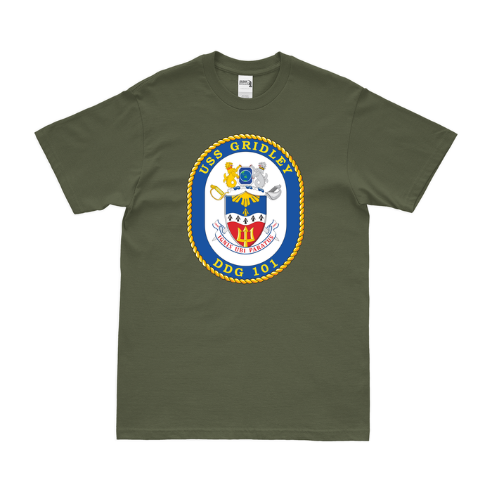 USS Gridley (DDG-101) T-Shirt Tactically Acquired Military Green Small 