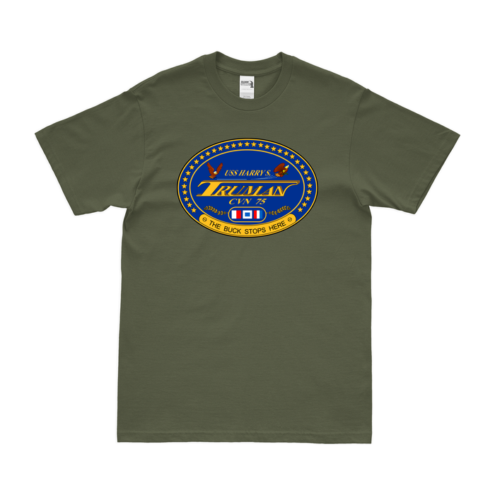 USS Harry S. Truman (CVN-75) Logo T-Shirt Tactically Acquired Military Green Clean Small