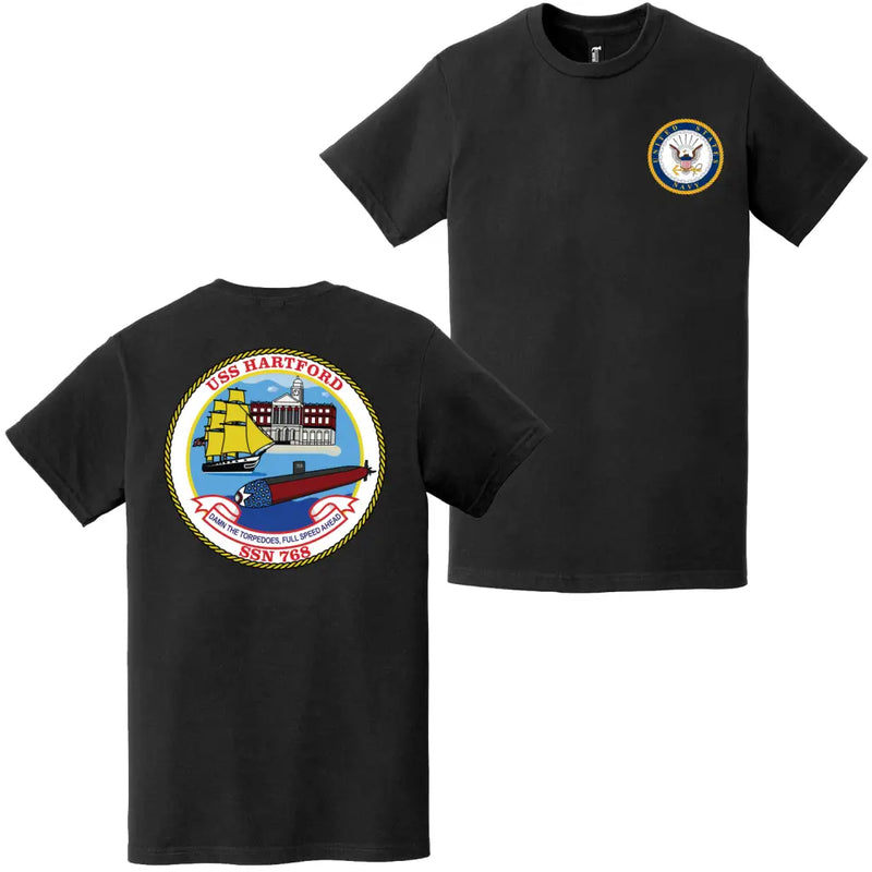 USS Hartford (SSN-768) Double-Sided Logo T-Shirt