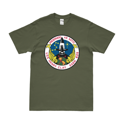 USS Henry Clay (SSBN-625) Ballistic-Missile Submarine T-Shirt Tactically Acquired Military Green Clean Small